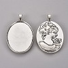 Tibetan Style Alloy Pendant Cabochon Settings TIBEP-5342-AS-FF-1