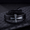 Adjustable Retro Cross Zinc Alloy and Leather Cord Bracelets BJEW-BB16038-2