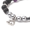 Chakra Theme Gemstone & Natural Lava Rock & Synthetic Hematite Beaded Stretch Bracelets for Women BJEW-JB09278-01-4
