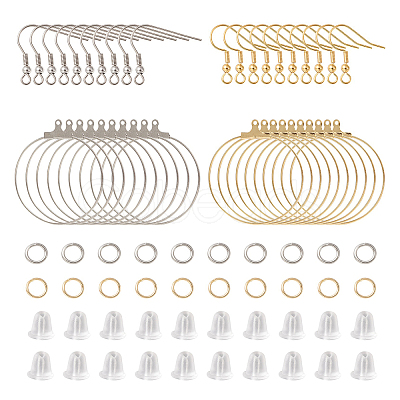 40Pcs 4 Styles 304 Stainless Steel Earring Hooks & Hoop Earring Findings STAS-CJ0002-38-1