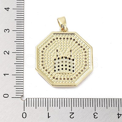 Rack Plating Brass Micro Pave Clear Cubic Zirconia Pendants KK-H474-22G-01-1