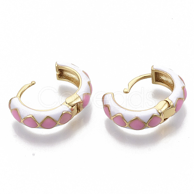 Brass Huggie Hoop Earrings EJEW-S209-05E-1