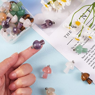 6Pcs 6 Colors Natural & Synthetic Gemstone Pendants G-SZ0001-89-1