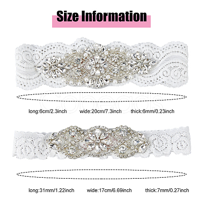 Flower Pattern Polyester Lace Elastic Bridal Garters AJEW-WH0470-67-1