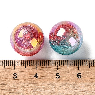 UV Plating Transparent Crackle Acrylic Beads MACR-D029-20-1