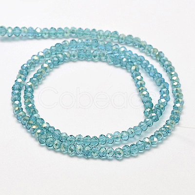 Faceted Rondelle Half Rainbow Plated Transparent Electroplate Glass Beads Strands X-EGLA-J134-3x2mm-HR36-1