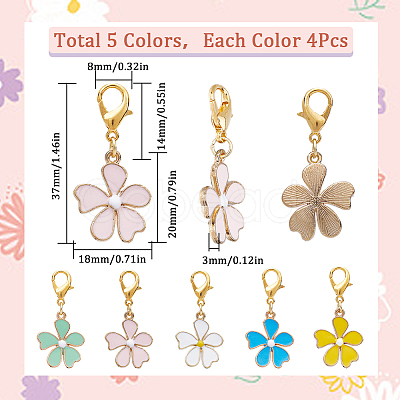 Alloy Enamel Flower Pendant Decoratoins HJEW-SC00060-1