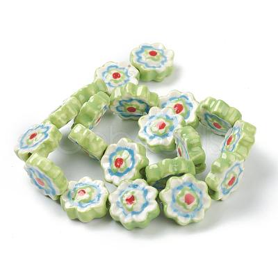 Handmade Porcelain Flower Beads Strands PORC-G006-14C-1