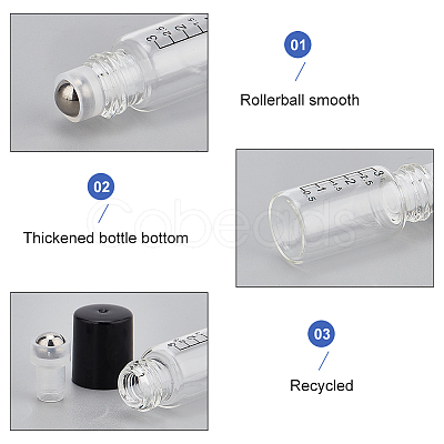 BENECREAT 24Pcs Transparent Glass Roller Ball Bottles MRMJ-BC0003-36-1