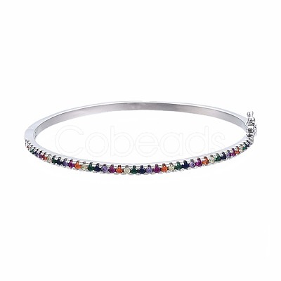 Colorful Cubic Zirconia Classic Tennis Bangle BJEW-S141-04P-NF-1