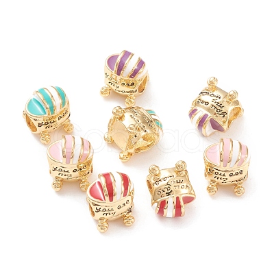 Brass Enamel European Beads MPDL-P005-25G-1