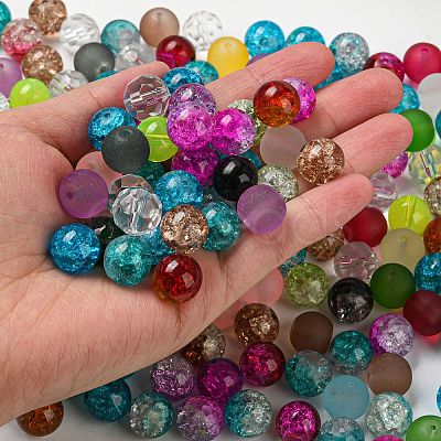 Opaque Spray Painted Glass Beads DGLA-MSMC002-12mm-1