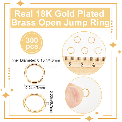 Beebeecraft 300Pcs Brass Open Jump Rings KK-BBC0008-72C-1