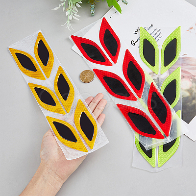 SUPERFINDINGS 3 Sets 3 Colors Leaf Shape Resin Car Door Protector Anti-collision Strip Sticker STIC-FH0001-15A-1