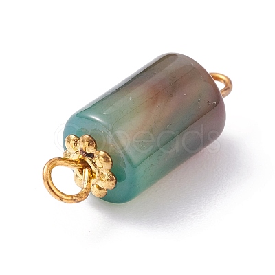 Natural Peacock Agate Link Connectors PALLOY-JF01083-03-1