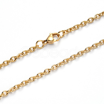 PVD Vacuum Plating 304 Stainless Steel Cable Chain Necklace NJEW-S420-007C-G-1