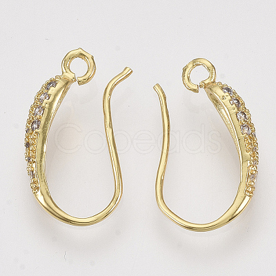 Brass Micro Pave Cubic Zirconia Earring Hooks X-ZIRC-Q022-035G-NF-1