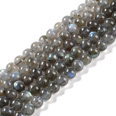 Grade AA Natural Gemstone Labradorite Round Beads Strands G-E251-33-6mm-01-1