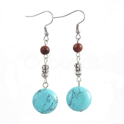 Synthetic Turquoise Dangle Earrings EJEW-JE02976-04-1