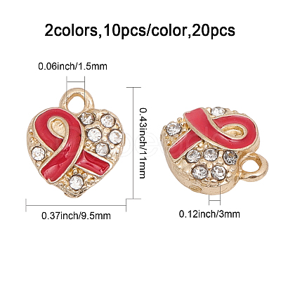 CHGCRAFT 20Pcs 2 Colors Alloy Rhinestone Pendants FIND-CA0007-26-1