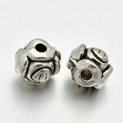 Tibetan Style Alloy Flower Rose Spacer Beads X-PALLOY-E381-09AS-NR-1