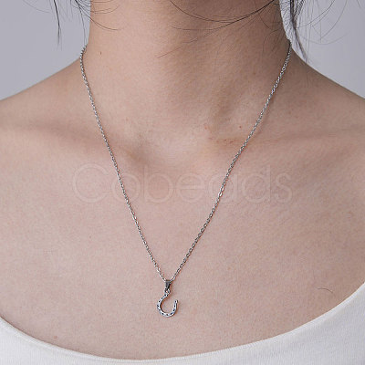 Non-Tarnish 201 Stainless Steel Hook Pendant Necklace NJEW-OY001-03-1