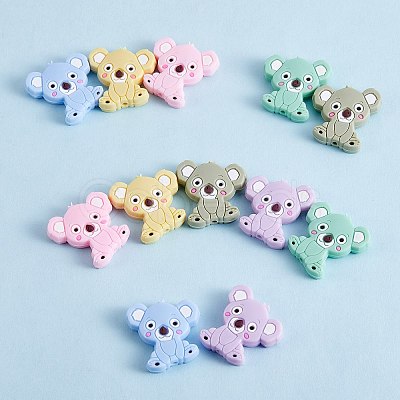 12Pcs 6 Styles Koala Silicone Beads JX661A-1