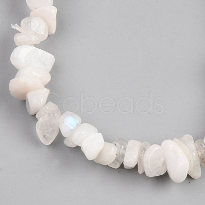 Unisex Chip Natural Rainbow Moonstone Beaded Stretch Bracelets BJEW-S143-37-1