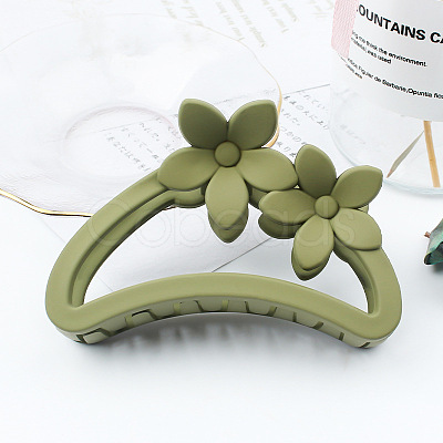 Amber Color Hollow Hair Clip with Matte Half Round Arc Flower. ST8916112-1