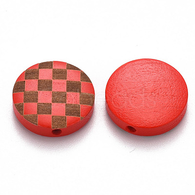 Painted Natural Wood Beads WOOD-N006-04G-1