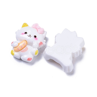 Opaque Cute Cat with Food Resin Decoden Cabochons RESI-B024-09-1