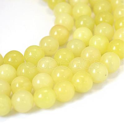 Natural Lemon Jade Round Bead Strands G-E334-8mm-07-1