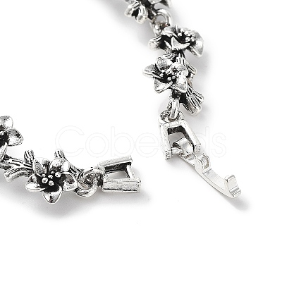 Vintage Alloy Flower Link Chain Bracelet for Women BJEW-A140-02AS-1