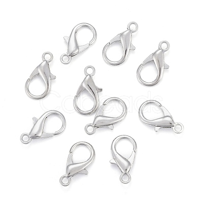 Platinum Plated Zinc Alloy Lobster Claw Clasps X-E107-1