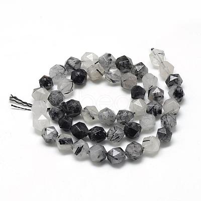 Natural Black Rutilated Quartz Beads Strands G-R448-8mm-01-1