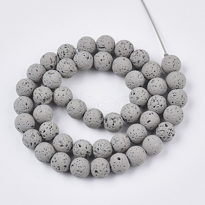 Spray Painted Natural Lava Rock Beads Strands X-G-N0324-C-02-1