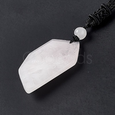 Natural Rose Quartz Dagger Shape Pendant Necklace G-E588-02H-1