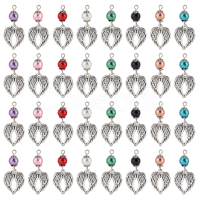 PandaHall Elite 32Pcs 8 Colors Tibetan Style Alloy Pendants FIND-PH0008-69-1