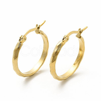 201 Stainless Steel Grooved Hoop Earrings with 304 Stainless Steel Pin for Women EJEW-M214-11B-G-1