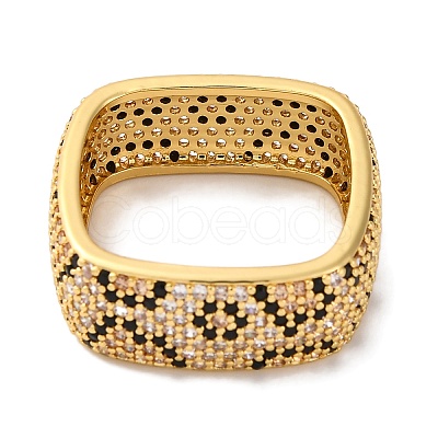 Rack Plating Square Brass Cubic Zirconia Rings for Women RJEW-S242-06G-1