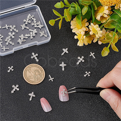 CRASPIRE 40Pcs 4 Style Alloy Rhinestone Cabochons MRMJ-CP0001-02-1