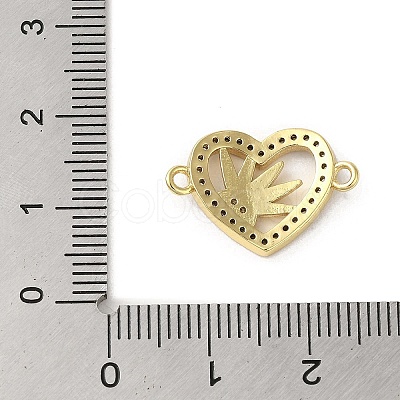 Rack Plating Brass Micro Pave Clear Cubic Zirconia Heart with Sun Connector Charms KK-C052-46G-1