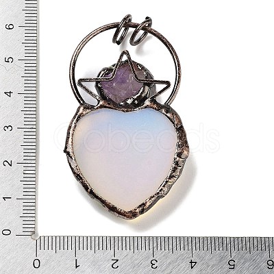 Natural & Synthetic Mixed Gemstone & Amethyst Big Pendants G-A221-04-1