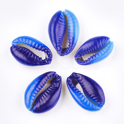 Printed Natural Cowrie Shell Beads X-SSHEL-T007-14A-1