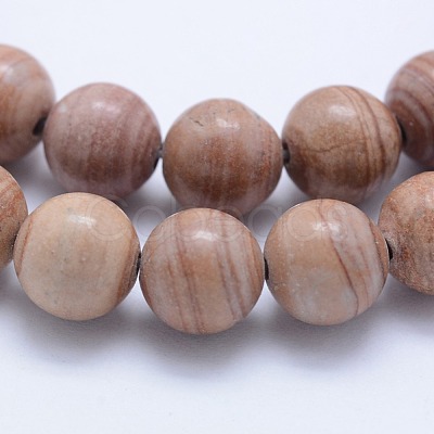 Natural Red Line Jasper Beads Strands G-F531-8mm-N-1