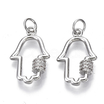 Brass Micro Pave Clear Cubic Zirconia Pendants KK-N227-24P-NF-1