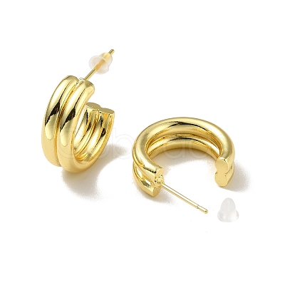 Brass C-shape Stud Earrings EJEW-A070-17G-1