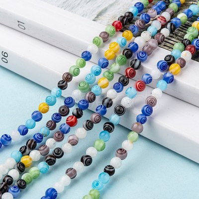 Handmade Millefiori Glass Round Beads Strands X-LK-R004-91-1