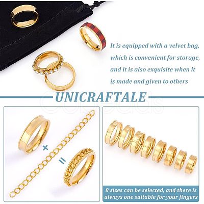 Unicraftale 16Pcs 8 Size 201 Stainless Steel Grooved Finger Ring for Men Women RJEW-UN0002-37-1