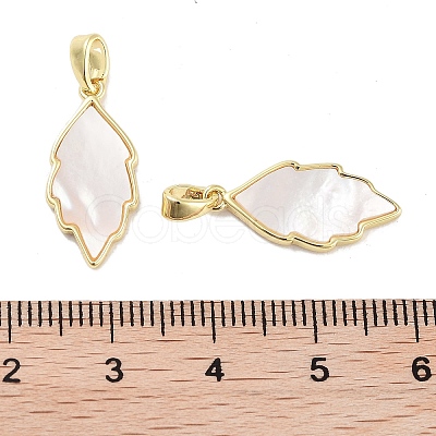 Brass Pave Natural Shell Pendants KK-C051-16G-1